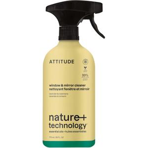 ATTITUDE Window & Mirror Cleaner Spray, Plant-Based Ingredients, EWG Verified, Streak Free, Removes Fingerprints, Dust and Dirt, Lavender & Rosemary, 26 Fl Oz