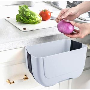 Hanging Folding Mini Trash Can for Kitchen Cabinet Door, Small Collapsible Garbage Bin Under Sink,Wall Mounted Folding Waste Bin- Mini Garbage Container for Cabinet/Bedroom/Bathroom (3L) (Black)