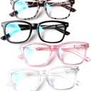 4-Pack Blue Light Blocking Reading Glasses Women Men, Spring Hinge Computer Readers, Anti UV Ray Square Nerd Eyeglasses