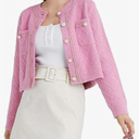 URBAN REVIVO Women's Knit Cardigan Sweaters Casual Long Sleeve Open Front Button Down Cropped Jackets Size 4