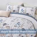 Dobuyly Blue King Size Quilts for Bed, Floral Botanical King Quilt Bedding Set 3 Pieces, Soft Lightweight Microfiber Brown Flower Bedspread Coverlet Set for All Season, 110"x90"