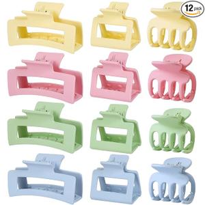 SMKSL 3 Styles Hair Clips for Women Small Medium Big Claw Clips for Thin Thick Hair 12 Pcs Hair Claw Clips Hair Clips Combination Hair Accessories for Women (Gloss Colorful)