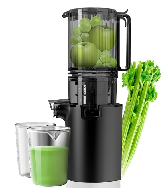Cold Press Juicer, 5.4" Wide Feed Chute Juicers with 350w Power Motor, Slow Masticating Juicer Machine with High Juice Yield for Whole Vegetables & Fruits, Easy to Clean, Grey(pro)