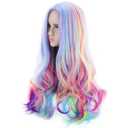 AGPTEK Full Long Curly Wavy Rainbow Hair Wig, Heat Resistant Wig for Music Festival, Theme Parties, Wedding, Concerts, Dating, Cosplay & More