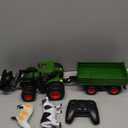 Remote Control Tractor Toy with Trailer | Metal Front & Front Loader Farm Vehicle Set with Lights & 8-Wheel Design, RC Tractor Truck for Boys & Girls Ages 3-9, Fun Farm Toy Gift for Toddlers & Kids