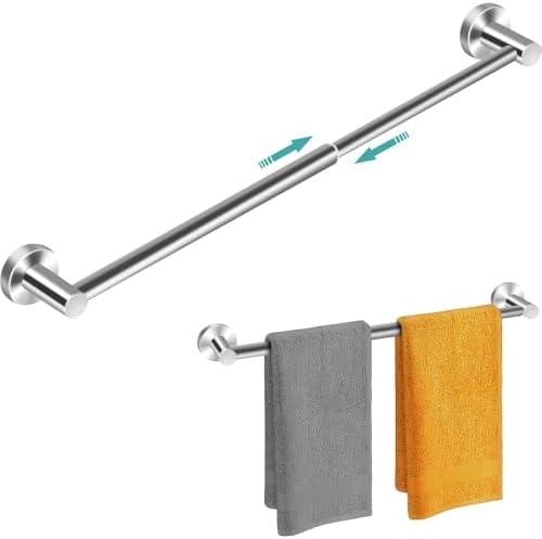 MGahyi Towel Racks for Bathroom-Adjustable Towel Holder(13.18inch-24inch) Sturdy and Rustproof Towel Bar Wall Mounted, Single Towel Bar Rod for Bathroom Accessories(1Pack,Silver)