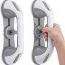 Strong Suction Grab Bars for Shower and Bathroom with 3 Suction Cups, Heavy Duty Safety Handles for Elderly and Seniors No Drill Removable 2 Pack, Waterproof Non-Slip Bath Handr