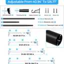 Tension Curtain Rod 41-126 In (4-10ft), Extra Long Tension Rod No Drilling For Patio Windows, Black Shower Curtain Rod For Room Divider,One-Click Telescopic Rod, Outdoor Curtain Rods Never Rust