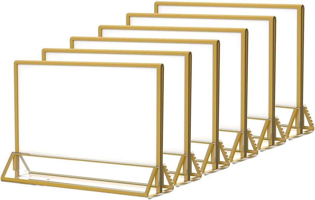 NIUBEE 5x7 Acrylic Sign Holder, Picture Frame, Wedding Table Numbers, 6pack