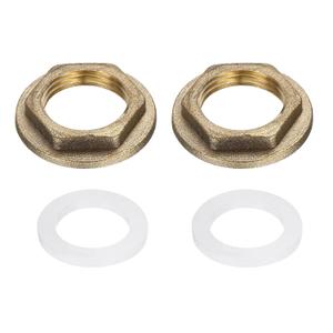 uxcell 2Pcs Brass Lock Nuts Pipe Fitting, G3/8" Female Hex Locknut, Flange Single Hole Faucet Lock Nut with Silicone Washer for Kitchen Basin Sink Plumbing