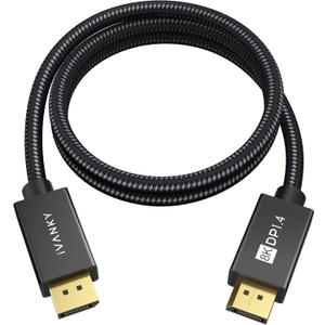 IVANKY 8K DisplayPort 1.4 Cable 3ft, VESA Certified DP to DP Cord 3.3ft, [8K@60Hz, 4K@144Hz, 1080P@240Hz], Support HBR3, 32.4Gbps, HDCP 2.2,HDR,Compatible for Gaming Monitor,TV,PC,Laptop,3090 Graphics (Black)