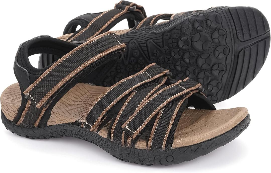 WHITIN Womens Hiking Sandals with Arch Support | Adjustable Hook and Loop Straps | Durable Sport Sandals for Outdoor Adventure