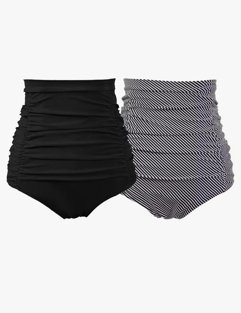 COCOPEAR Women's Ruched High Waisted Bikini Bottom Retro Vintage Swim Short Tankinis, 3 XL