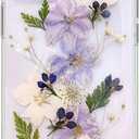 Abbery for iPhone 11 Phone Case Floral Cute Clear with Pressed Dry Real Flower Design Soft TPU Flexible Rubber Women Girls Blue White Flowers Shockproof Protective Case for iPhone 11 (Navy Flower)