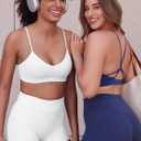 YEOREO CoreFlex Y Back Sports Bras for Women Workout Strappy Bra V Neck Padded Spaghetti Straps Gym Yoga Tops (White, Large)