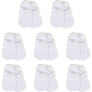 Gerber unisex-baby 8-pack Wiggle-proof No Show Socks (2-3T, White)