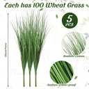 Tigeen 5 Pcs 33 Inch Faux Grasses for Outdoor Planters, UV Resistant Fake Tall Grass, Artificial Grass Plants for Outdoor Decor, Artificial Greenery Stems Weed for Room Home Summer Vase Decor (Green)