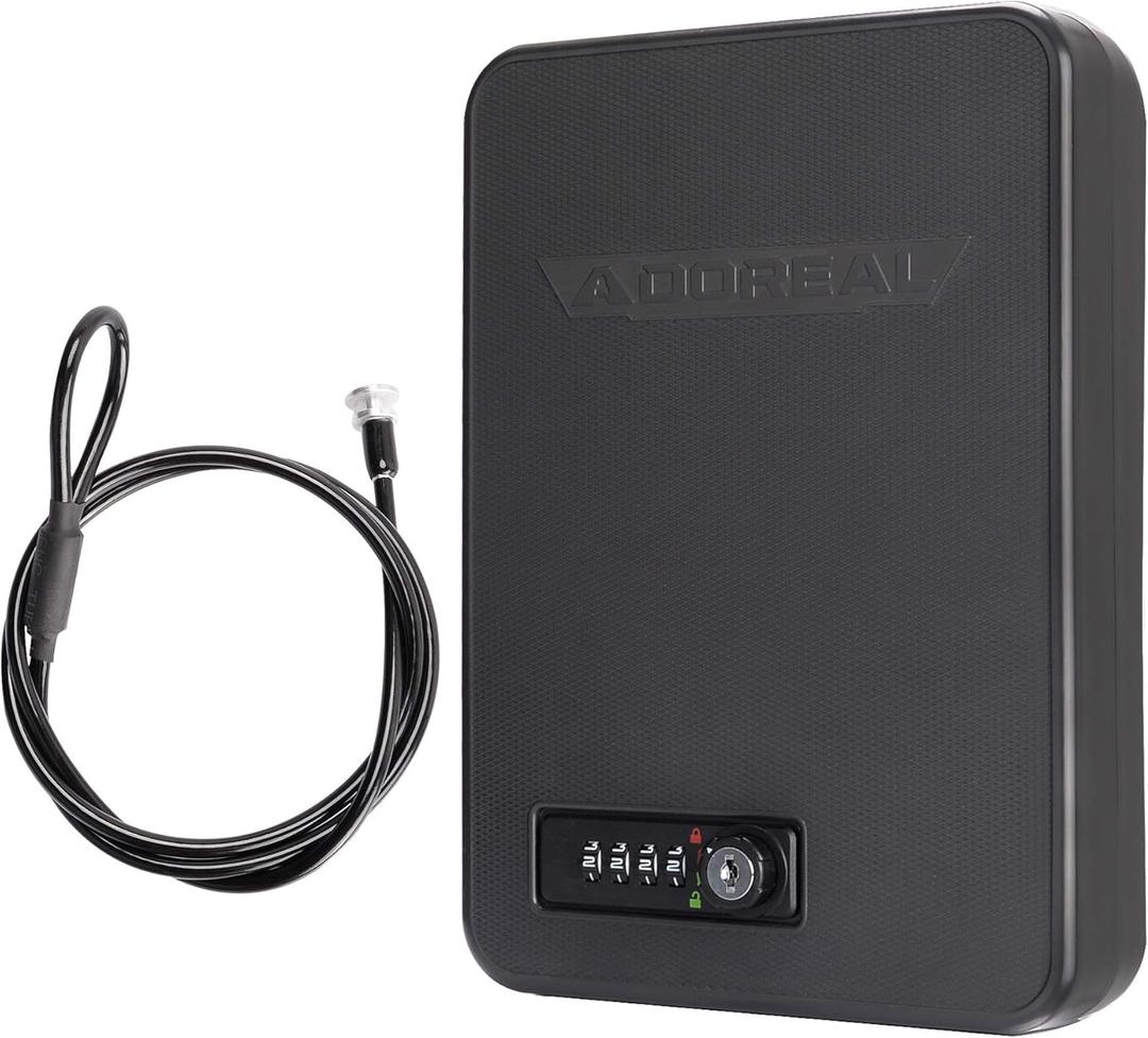 Adoreal Gun Safes for Pistols, Small Pistol Safe Handgun Portable Safe with 4 Digits Combination Lock for Gun Storage, Plastic Handgun Case for Car, Home, Travel
