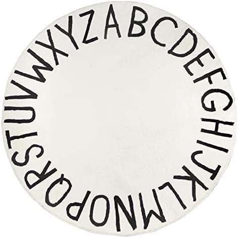 Topotdor Round Kids Play Rug Alphabet Nursery Area Rug Extra Large Soft Crawling Play Mat for Children Toddlers Bedroom (40 inch, White)