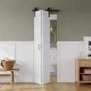 28" x 84" Bifold Sliding Barn Door, K Shaped Panel with Sliding Hardware Kit Set, Finished Closet Door Slab, 2.67FT Track for 2 Doors, MDF, White