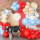 170Pcs Cowboy Western Balloons Arch Garland Kit,Red and Blue Cow Print Balloons for Western Cowboy Cowgirl Farm Animal Themed Baby Shower Birthday Party Decorations Supplies