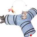 Tempcore 3 Way Collapsible Cat Toys - Indoor Cat Tunnels with Peek Hole & Ball, Perfect for Kittens & Puppies