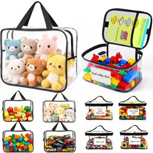 8-Pack Clear PVC Toy Organizers and Storage Bags with Zipper,Waterproof Organizer for Building Blocks, Puzzles,Board Games & Magnetic Toys,All-in-One Toy Organizers and Storage Solution