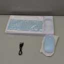 Bluetooth Keyboard and Mouse Combo, Qwert Layout Universal Ultra-Slim Wireless Keyboard Mouse Set for Android Windows iPad iPhone Samsung Tablet Portable Compact Keyboard Set, Light Blue