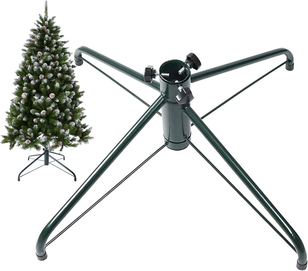 OVOV Christmas Tree Stand 4 Foot Base Iron Metal Bracket Rubber Pad with Thumb Screw (19.7") (Green)