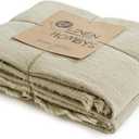 HOMBYS 88"x92" Linen Queen Size Blanket-Soft Linen Reversible Throw Lightweight Blanket in Natural Color Bed Blanket (Flax Color, 88"x92")