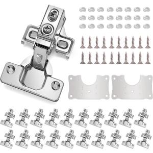 Cabinet Hinges - 40 Pack for 1/2 inch Overlay Cabinet, Face Frame Concealed 105Deg Self Closing Hinges, Stainless Soft Close Cabinet Door Hinges with Mounting Screws and Repair Plate