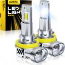 AUXITO Upgraded H11 H9 LED Bulbs, 40000LM 10X Brightness, 6500K White, 1:1 Halogen Mini Size H11/H8/H16 Fog Light Bulb, 60000Hrs Lifespan, Pack of 2