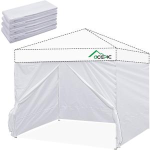 Instant Canopy Tent Sidewalls for 10x10 Pop Up Canopy 210D Waterproof,4 Piece Sidewalls, with Doors,White(4PCS Sidewalls Only, Canopy Tent NOT Included)