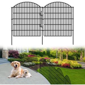 16 Panels Decorative Garden Fence with Lock, 33in (H) x 38.67ft (L) No Dig Dog Animal Barrier for Outdoor Yard, Rustproof Ground Stakes Metal Fencing for Yard, Patio, Flower Bed
