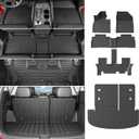 powoq Floor Mat Compatible with 2020-2025 Kia Telluride Trunk Mat with Backrest Mat 3rd Row Replacement for 2020-2022 2023 2024 2025 Kia Telluride Accessories(Trunk Mat with Backrest Mat,Floor Mat)