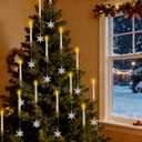 Christmas Tree Candles with Remote, 5 Pcs LED Flameless Taper Candles with Clear Snowflake for Christmas Tree Decor, Battery Operated Tree Candlesticks Flickering Flame for Xmas Indoor Decor