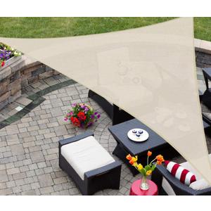 AsterOutdoor Sun Shade Sail Triangle 16' x 16' x 16' UV Block Canopy for Patio Backyard Lawn Garden Outdoor Activities, Cream