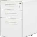 YITAHOME 3-Drawer Rolling File Cabinet, Metal Mobile File Cabinet with Lock, Filing Cabinet Under Desk fits Legal/A4 Size for Home/Office, Fully Assembled-White (3 Draws)