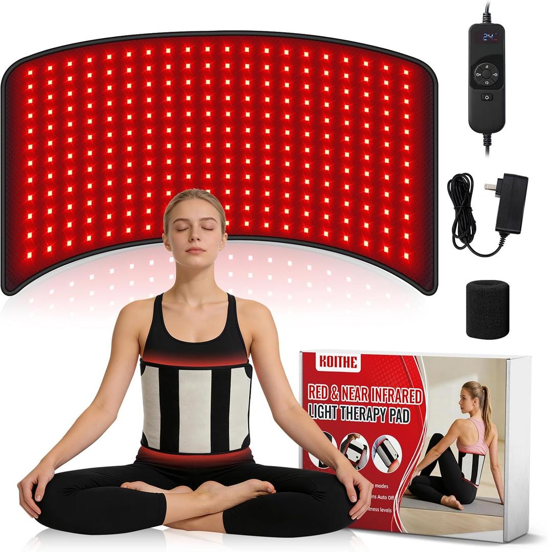 24 x 12 Red Light Therapy Belt for Body, 660nm & 850nm Infrared Wrap with 3 Modes, 5 Intensity Levels, 1090 Min Timer, Adjustable LED Light for Muscle Relaxation & Wellness
