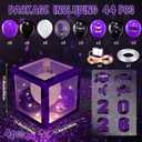 Woanger 44 PCS Graduation 2026 Box Decoration - Congrats Grad Party Box Set with LED Light Strings & Balloon Proud of You Party Supplies for Class of 2026 School College(Purple)