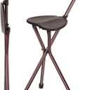 Switch Sticks Folding Walking Cane With Seat For Seniors & Adults, 34 Tall Quad Cane Chair, Lightweight Aluminum Frame - Supports 220 Lbs, Ergonomic Non-Slip Handle - Travel & Outdoor - FSA/HSA