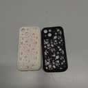 2 Pack Flower Phone Case for iPhone 13 mini 5.4",Cute Floral Print Cases Unique Plant Design Pattern for Women Girls Teens,Soft TPU Shockproof Protective Cover for iPhone 13 mini,Beige Black