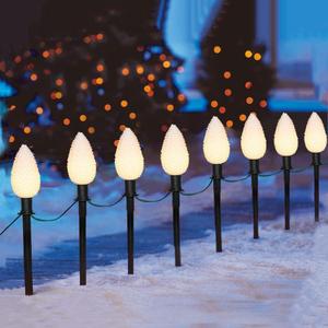 Abeja Set of 2 C9 Christmas Pathway String Lights, 7 Ft LED Pinecone Pathway Stakes with 8 Pine Cone Lights, Waterproof for Outdoor Walkway & Driveway Christmas Use, UL Listed
