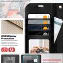 OCASE for iPhone 17 Pro Max Detachable Wallet Case with Card Holder, 2 in 1 PU Leather Flip Folio with RFID Blocking Stand Wrist Strap Shockproof Phone Cover 6.9 Inch 2025, Litchi Black