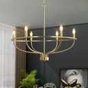 6 Light Gold Chandelier, Brushed Gold Light Fixture Dining Table Candle Brass Chandelier Lighting for Bedroom Hallway Entryway Living Room Kitchen 29in Brushed Brass Chandeliers