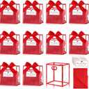 Tenare 12 Pack 42.84.5 Inch Mini Clear Plastic Gift Bags with Handles Wedding Extra Small Transparent Party Favor Bags Bulk with Ribbon Tissue Paper for Graduation Party Supplies(Red)