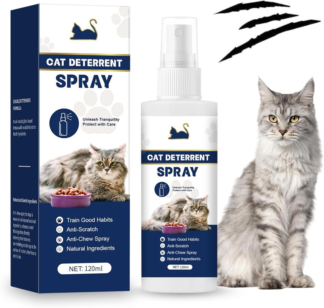 Cat Deterrent Spray, Cat Repellent Outdoor to Keep Cats Away, Cat Scratch Furniture protector Indoor & Outdoor, Effective Training Aid, Cat Deterrent Outdoor for Cats and Kittens (Blue, L)