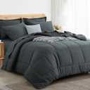 RUIKASI King Size Comforter Set - 7 Pieces Bed in a Bag Dark Grey All Season King Bedding Set with Comforter, Pillow Shams, Flat Sheet, Fitted Sheet and Pillowcases