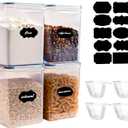 4-Pack 5.2L Airtight Food Storage Containers, BPA-Free Plastic Canisters for Flour, Rice, Pasta & Cereal, Kitchen Pantry Organization with Lids, Labels & Measuring Cups