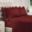 DREAMCARE King Size Sheets Set - 6 pcs Breathable Cooling Bed Sheets -up to 21" Extra Deep Pocket King Sheet Set with Side Pockets -Extra Soft 100% Brushed Hypoallergenic Hotel Luxury Bedding Burgundy